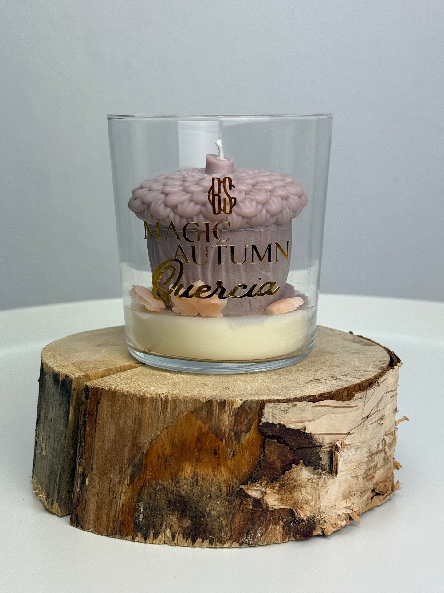 Magic Autumn Quercia – Candela artigianale a forma di ghianda, profumo di muschio bianco