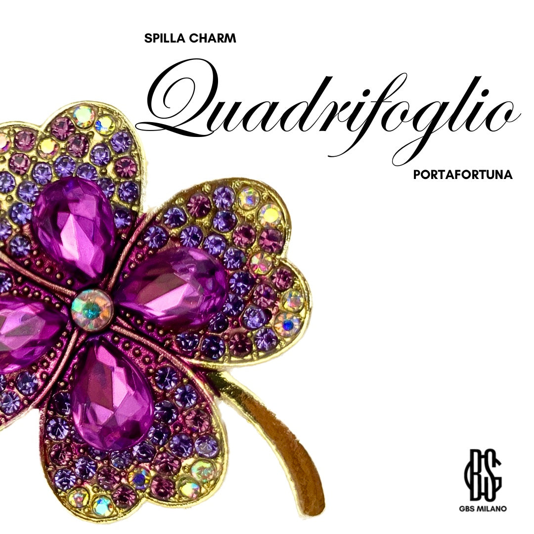 Spilla Charm Quadrifoglio Viola