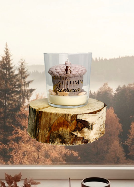 Magic Autumn Quercia – Candela artigianale a forma di ghianda, profumo di muschio bianco