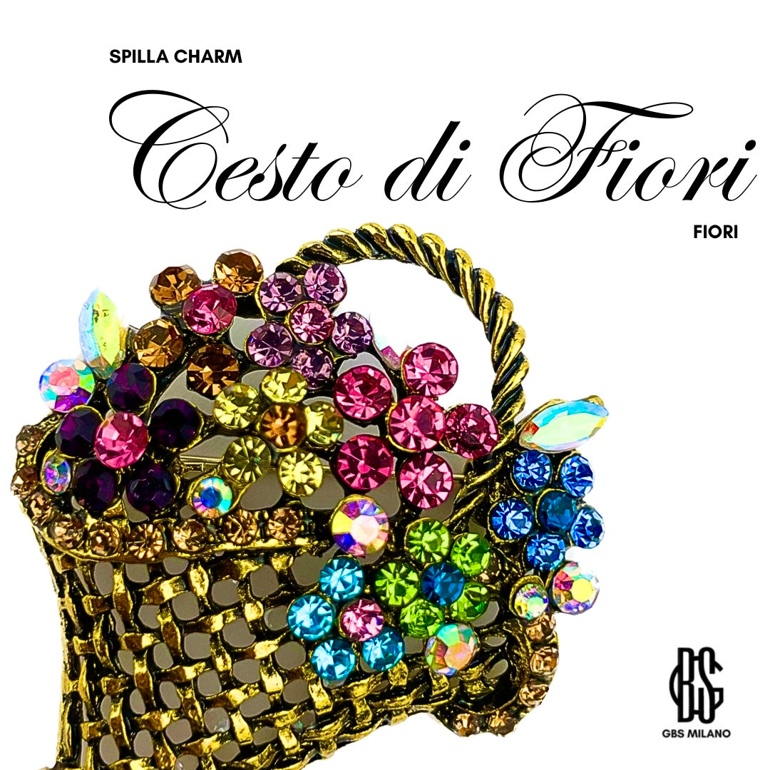 Spilla Charm Cesto di Fiori