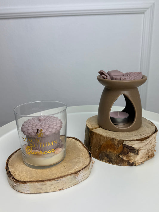 Magic Autumn Quercia – Candela artigianale a forma di ghianda, profumo di muschio bianco