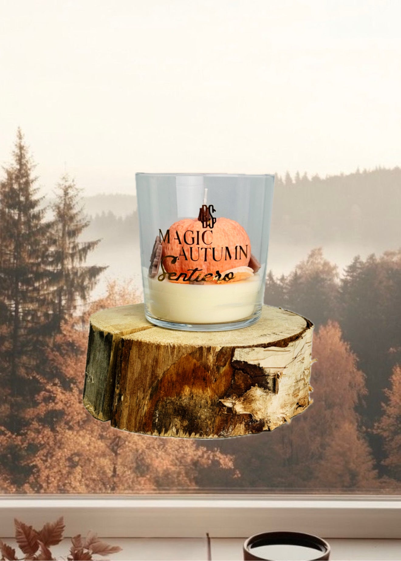 Magic Autumn Sentiero – Candela artigianale a forma di zucca, profumo al legno di sandalo