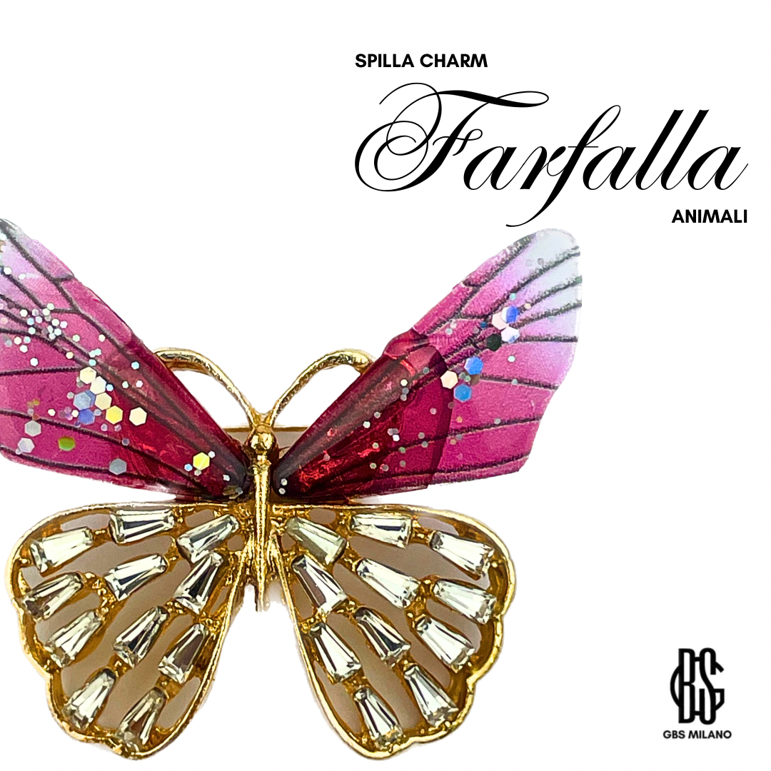 Spilla Charm Farfalla Rosa